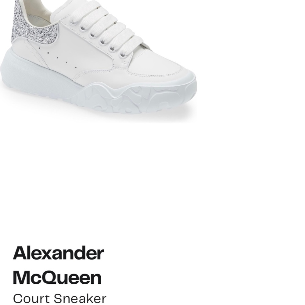 Alexander Mcqueen Court trainers White/Silver glitter heels